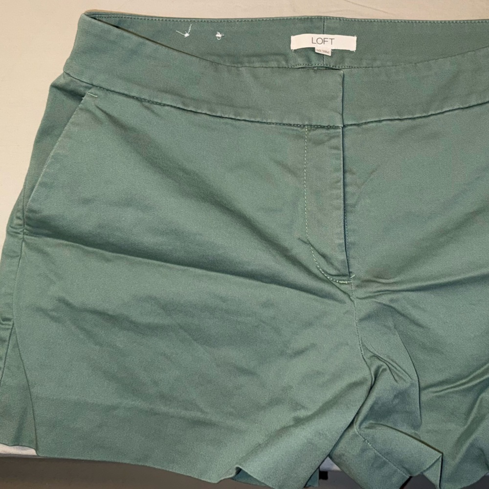 LOFT High Waist Green Shorts Relaxed Fit